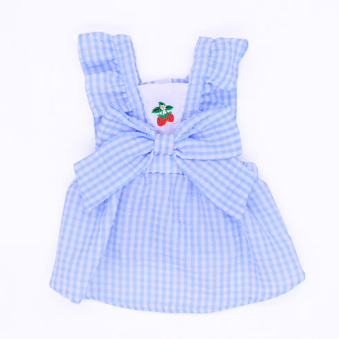 pipi ギンガムチェック ワンピース ピンク/ブルー 犬 いぬ 犬服 ペットウェア ドッグウェア 春服 夏服 春夏服 ミニチュアダックス 日焼け対策 女の子 フリル かわいい
