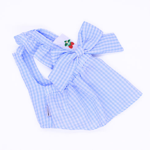 pipi ギンガムチェック ワンピース ピンク/ブルー 犬 いぬ 犬服 ペットウェア ドッグウェア 春服 夏服 春夏服 ミニチュアダックス 日焼け対策 女の子 フリル かわいい