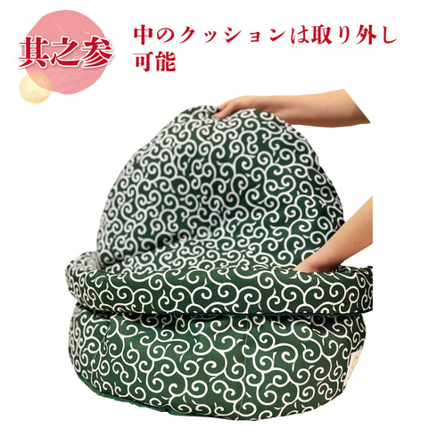 mamemochi 沼る唐草ラウンドベッド & ブランケット セット〜唐草まみれシリーズ〜