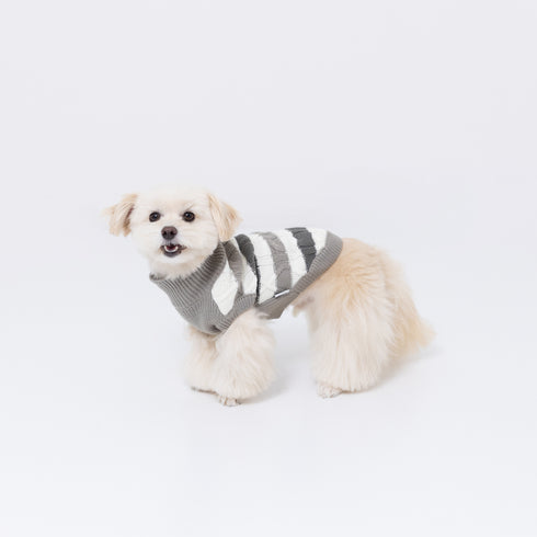 pipiボーダーケーブルニット ペット用品 ペットウェア 犬服