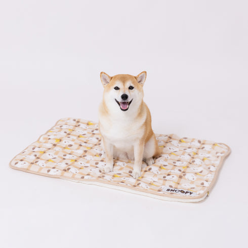 スヌーピーチェックボアブランケットL ペット用品