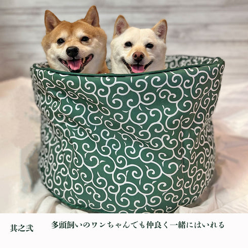 mamemochi 沼る唐草ラウンドベッド & ブランケット セット〜唐草まみれシリーズ〜