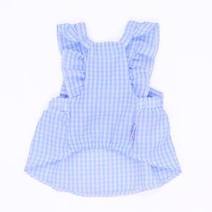 pipi ギンガムチェック ワンピース ピンク/ブルー 犬 いぬ 犬服 ペットウェア ドッグウェア 春服 夏服 春夏服 ミニチュアダックス 日焼け対策 女の子 フリル かわいい