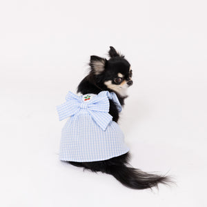 pipi ギンガムチェック ワンピース ピンク/ブルー 犬 いぬ 犬服 ペットウェア ドッグウェア 春服 夏服 春夏服 ミニチュアダックス 日焼け対策 女の子 フリル かわいい