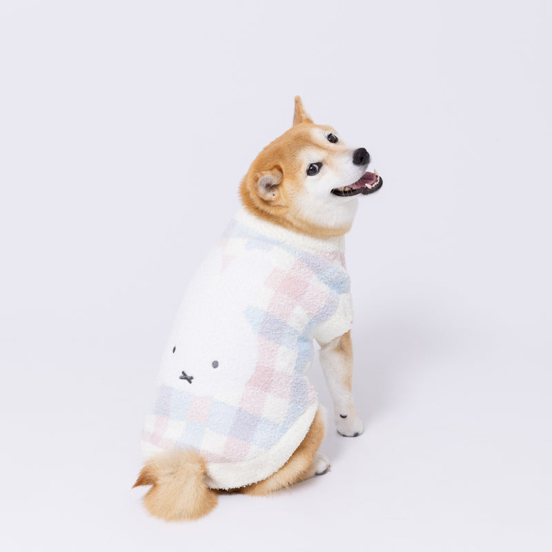 ミッフィーチェックシェニールニット中・大型犬 ペット用品