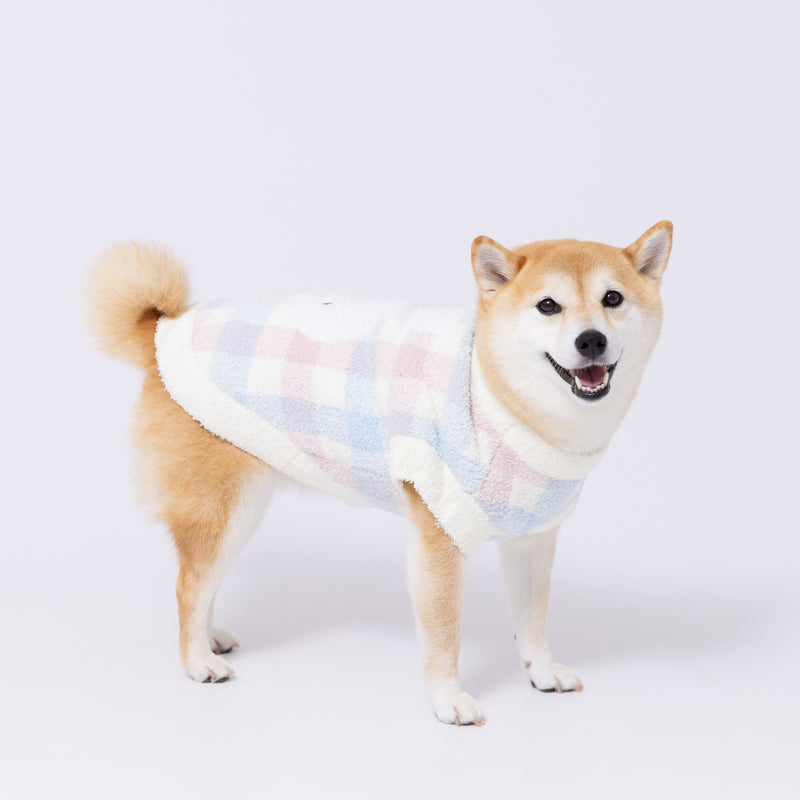 ミッフィーチェックシェニールニット中・大型犬 ペット用品