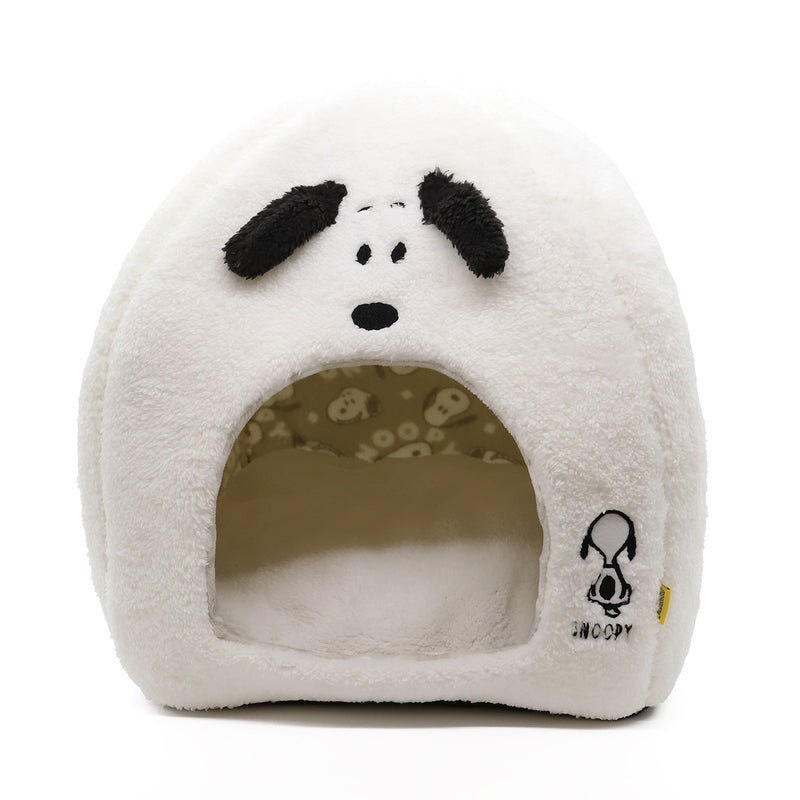 SNOOPY スヌーピーフェイス柄ボアドームベッド ペット用品 ペットベッド