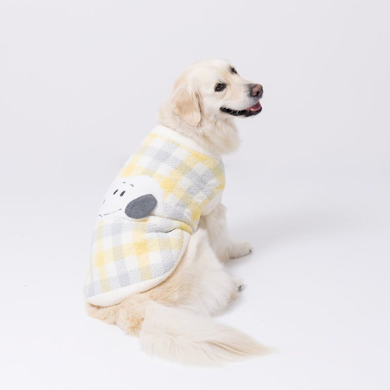 スヌーピーチェックシェニールニット中・大型犬 ペット用品