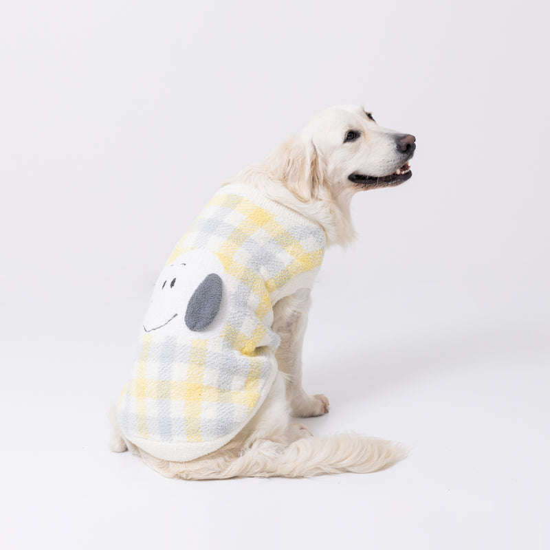 スヌーピーチェックシェニールニット中・大型犬 ペット用品