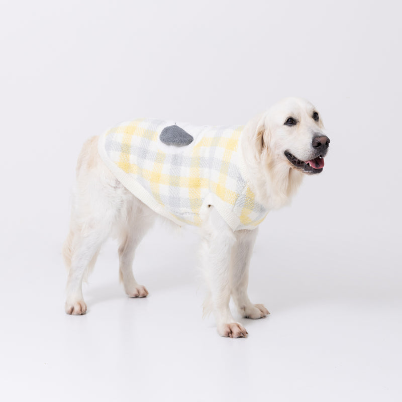 スヌーピーチェックシェニールニット中・大型犬 ペット用品