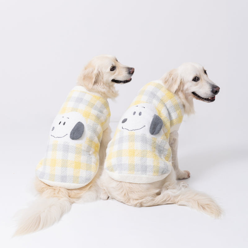 スヌーピーチェックシェニールニット中・大型犬 ペット用品