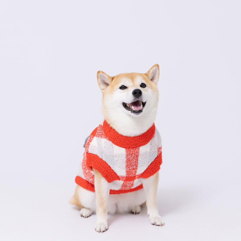 スヌーピーチェックシェニールニット中・大型犬 ペット用品