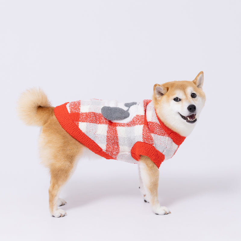 スヌーピーチェックシェニールニット中・大型犬 ペット用品
