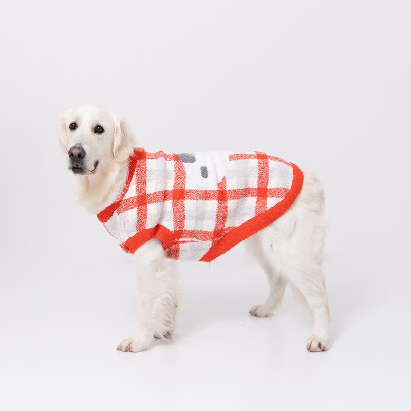 スヌーピーチェックシェニールニット中・大型犬 ペット用品