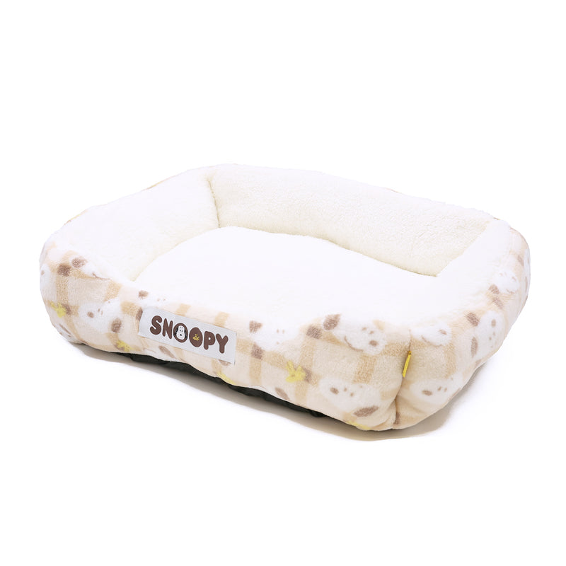 スヌーピーチェックボアソファ ペット用品