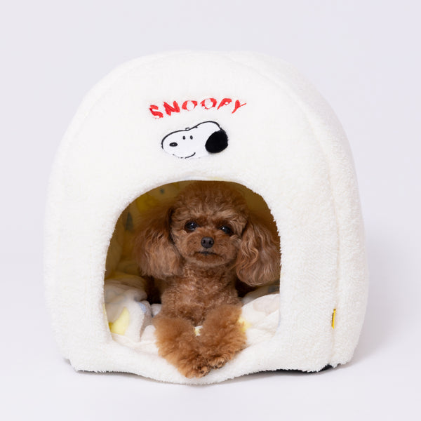 スヌーピー雲柄ボアドームベッド ペット用品