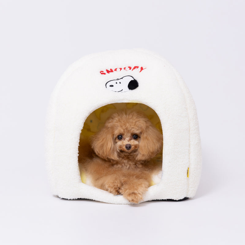 スヌーピー雲柄ボアドームベッド ペット用品