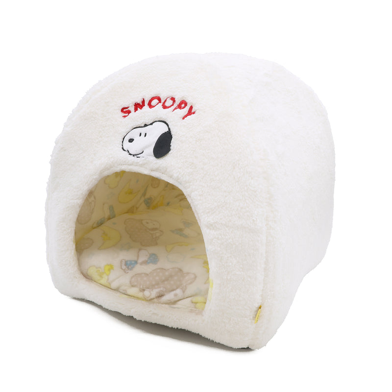 スヌーピー雲柄ボアドームベッド ペット用品
