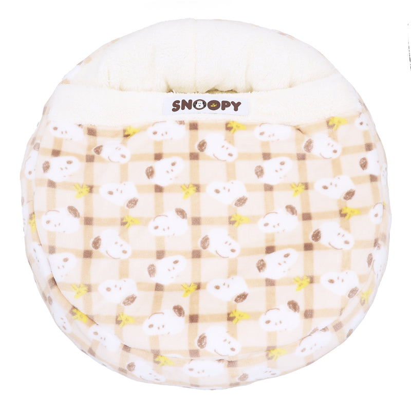 スヌーピーチェックボアラウンドベッド ペット用品