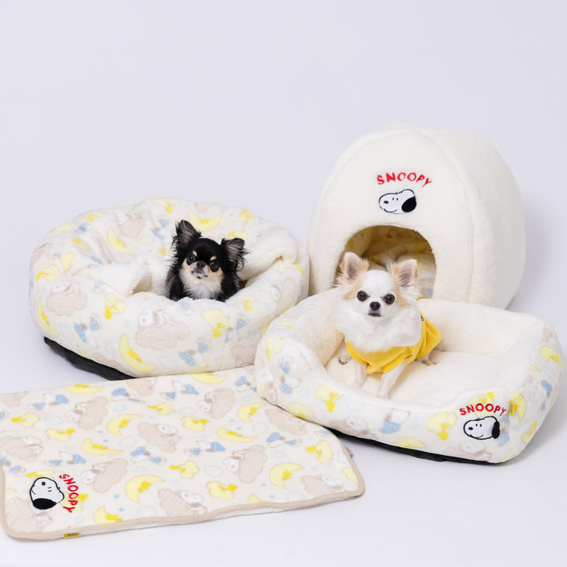 スヌーピー雲柄ボアラウンドベッド ペット用品