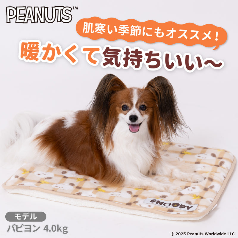スヌーピーチェックボアブランケットM ペット用品