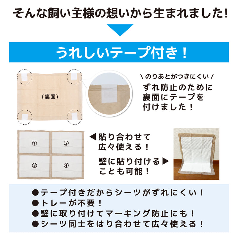 テープ付きがうれしい厚型ペットシーツ　レギュラー/400枚　ワイド/200枚　スーパーワイド/100枚