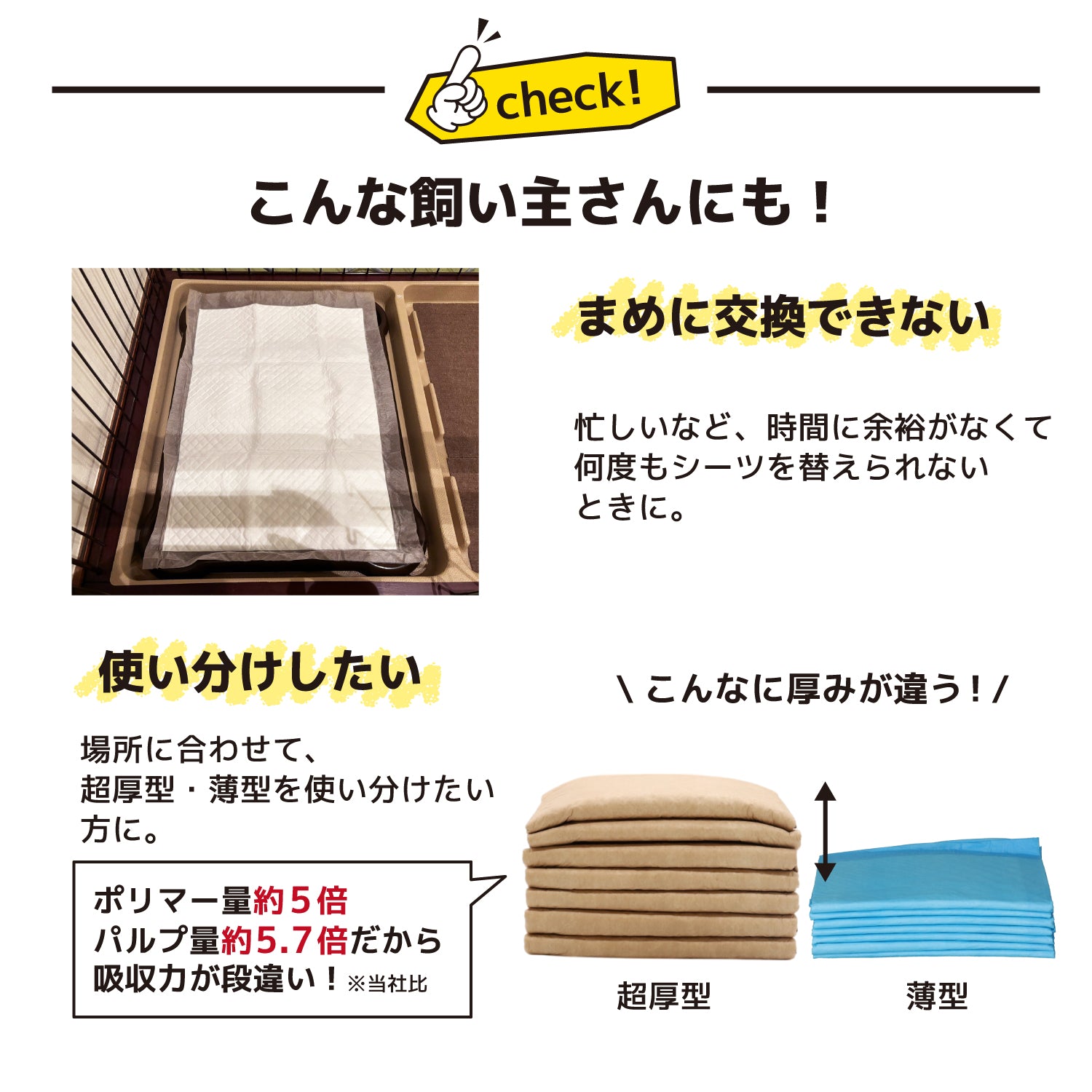 コスパがいい厚型ペットシーツ　レギュラー/400枚　ワイド/200枚　スーパーワイド/100枚