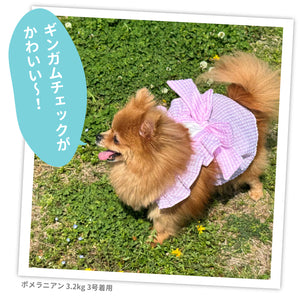 pipi ギンガムチェック ワンピース ピンク/ブルー 犬 いぬ 犬服 ペットウェア ドッグウェア 春服 夏服 春夏服 ミニチュアダックス 日焼け対策 女の子 フリル かわいい