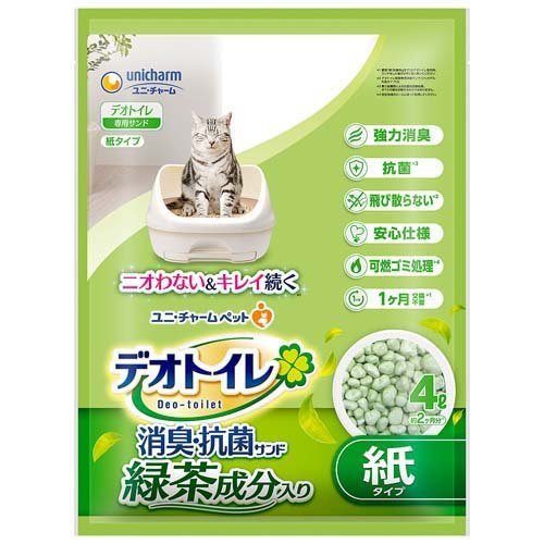 unicharm デオトイレ飛散らない緑茶成分入り・消臭サンド４リットル 約2か月分