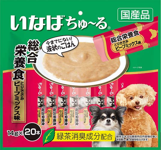 【いなば】 ワンちゅ～る 総合栄養食とりささみ ビーフミックス１４Ｇ２０本