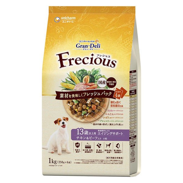 ユニ・チャーム グラン・デリ フレシャス(GranDELI Frecious) アダルトチキン＆小魚１ｋｇ / 犬 いぬ ドッグフード プレミアムフード 主食 国産 健康 フリーズドライ 製法