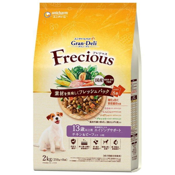 ユニ・チャーム グラン・デリ フレシャス(GranDELI Frecious) １３歳以上用Ｃ＆Ｂ２ｋｇ / 犬 いぬ ドッグフード プレミアムフード 主食 国産 健康 フリーズドライ 製法