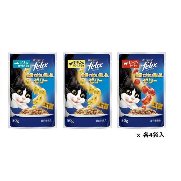 ネスレピュリナ フィリックス パウチ 我慢できない隠し味ゼリー お魚お肉バラエティ １２袋入り600g / 猫 ねこ キャットフード ウェットフード 水分補給 総合栄養食