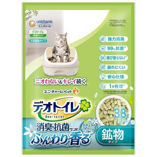 unicharm デオトイレふんわり香る消臭・抗菌サンド３．８リットル　ナチュラル・グリーンの香り